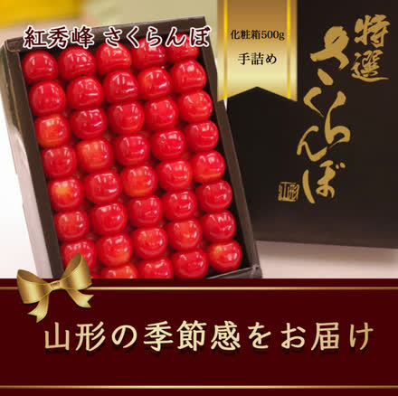 紅秀峰さくらんぼ山形県産　化粧箱500ｇ 2Ｌ〜4Ｌ